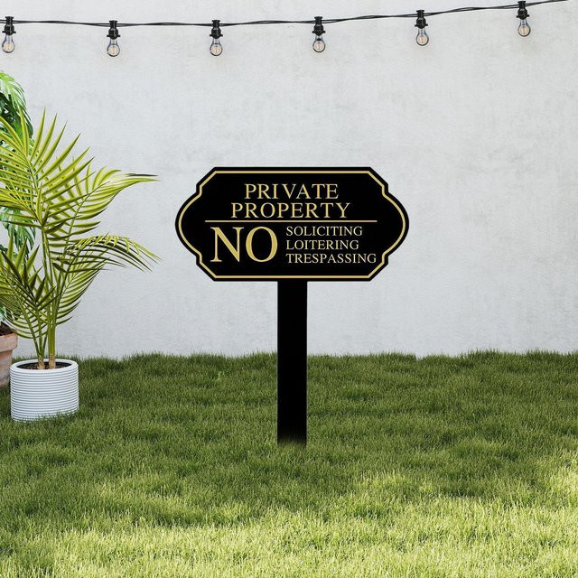 Kesoto No Soliciting Schild aus Metall in Schwarz mit Pfahl für Garten und Haus, Höhe: 35,5 cm, Breite: 25,4 cm - Bild 1
