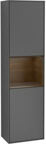 V&B Hochschrank Finion in Anthrazit mit LED-Beleuchtung und Glastüren, B/T/H: 41,8 x 41,8 x 151,6 cm - Bild 1