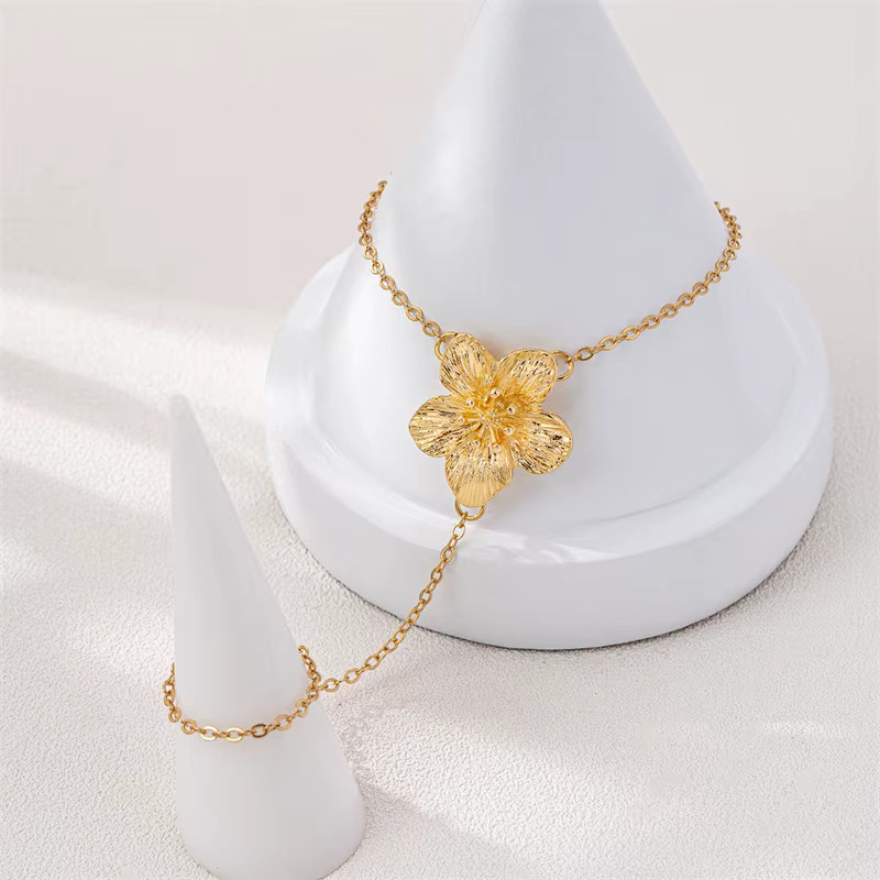 Rinhoo Handkette, Blumen, Gold, Damen - Bild 3