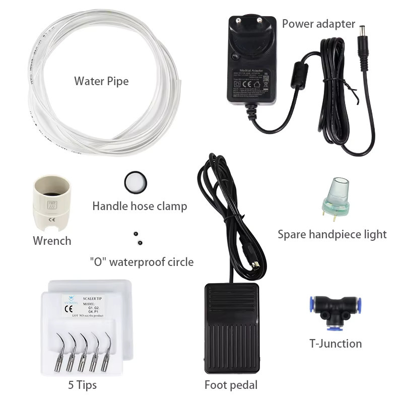 VV DENTAL Dental-Ultraschall-Scaler in Weiß mit LED-Handstück und 5 Spitzen zur Zahnsteinentfernung für die Zahnklinik - Bild 2