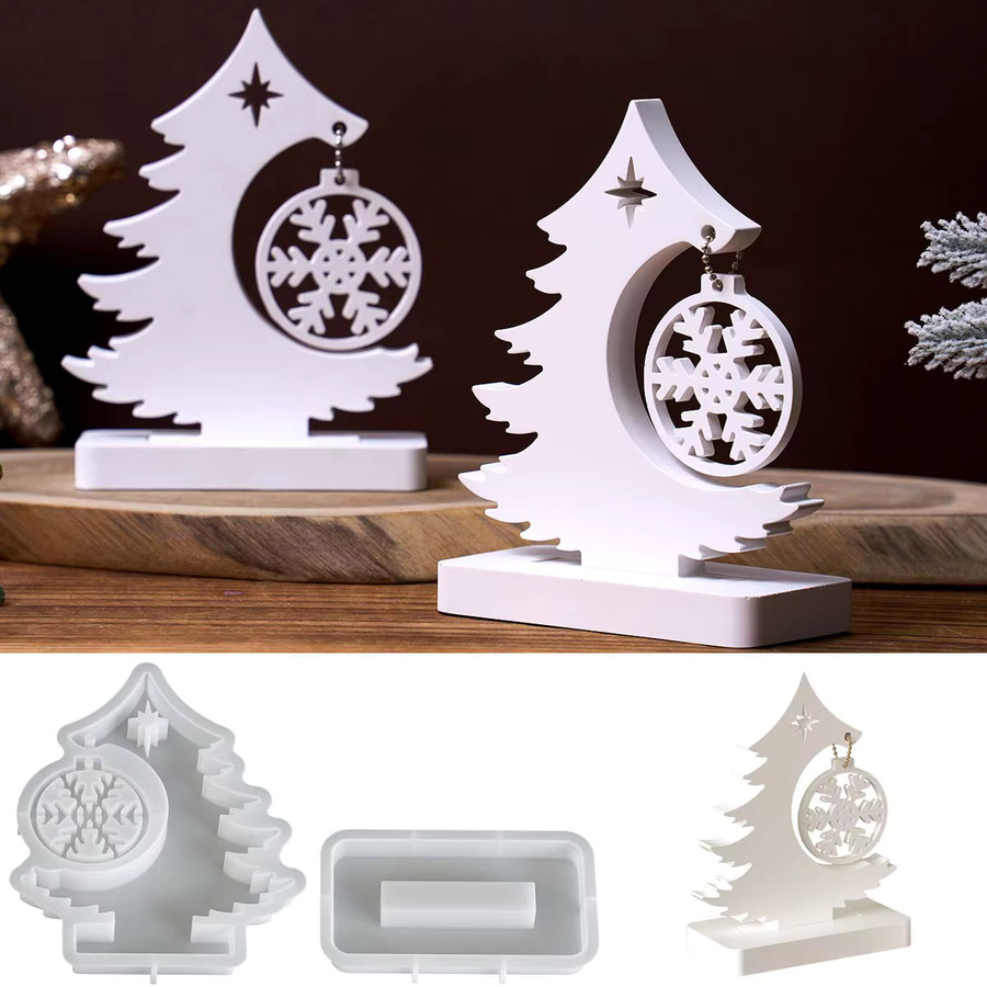 UDOCOOL Silikonform für Weihnachtsornamente in Weiß zur Gestaltung von Baum und Schneeflocken aus Gips oder Harz für deine DIY Tischdekoration - Bild 1