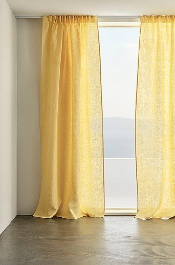 Jotex HEDDIE Multifunktionsgardine 2er-Pack, Gelb, Leinen, Semi-transparent, Modern, Höhe: 145 cm - Bild 1