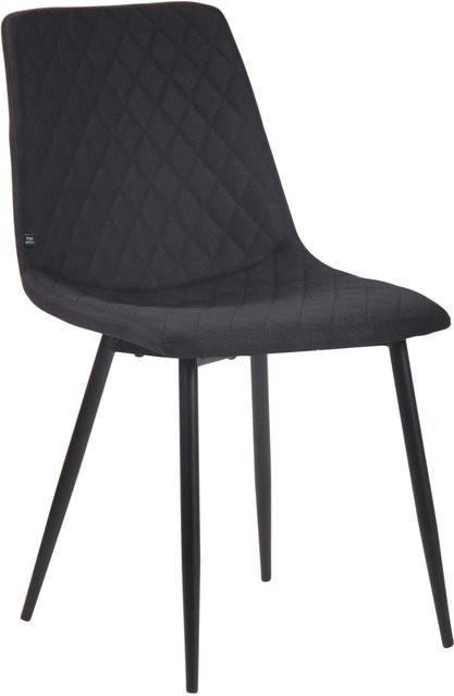 CLP Esszimmerstuhl Telde Polsterstuhl aus Stoff mit gesteppter Sitzfläche und Metallgestell in Schwarz - Bild 1