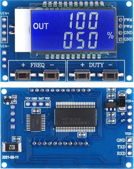 Aideepen Signalgeneratormodul 1 Hz – 150 kHz, einstellbarer 1-Kanal-PWM-Pulsfrequenz und Arbeitszyklus mit LCD-Display, Blau - Bild 1