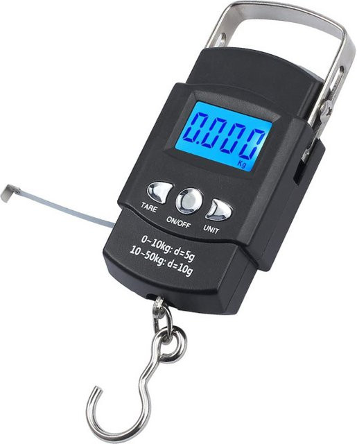 Kebidumei Tragbare elektronische LCD-Handwaage in Schwarz mit 100 cm einziehbarem Maßband, Reise-Hängewaage bis 50 kg - Bild 1