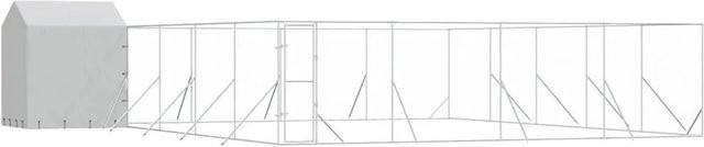 vidaXL Outdoor-Hundezwinger mit Dach aus verzinktem Stahl in Silber, B/T/H: 10 x 10 x 2,5 m - Bild 1