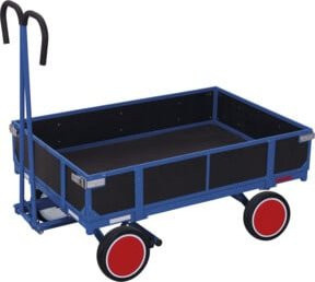 VARIOfit Handpritschenwagen mit Bordwand und Vollgummibereifung in Blau, B/T: 1185 x 780 mm, Traglast 700 kg - Bild 1