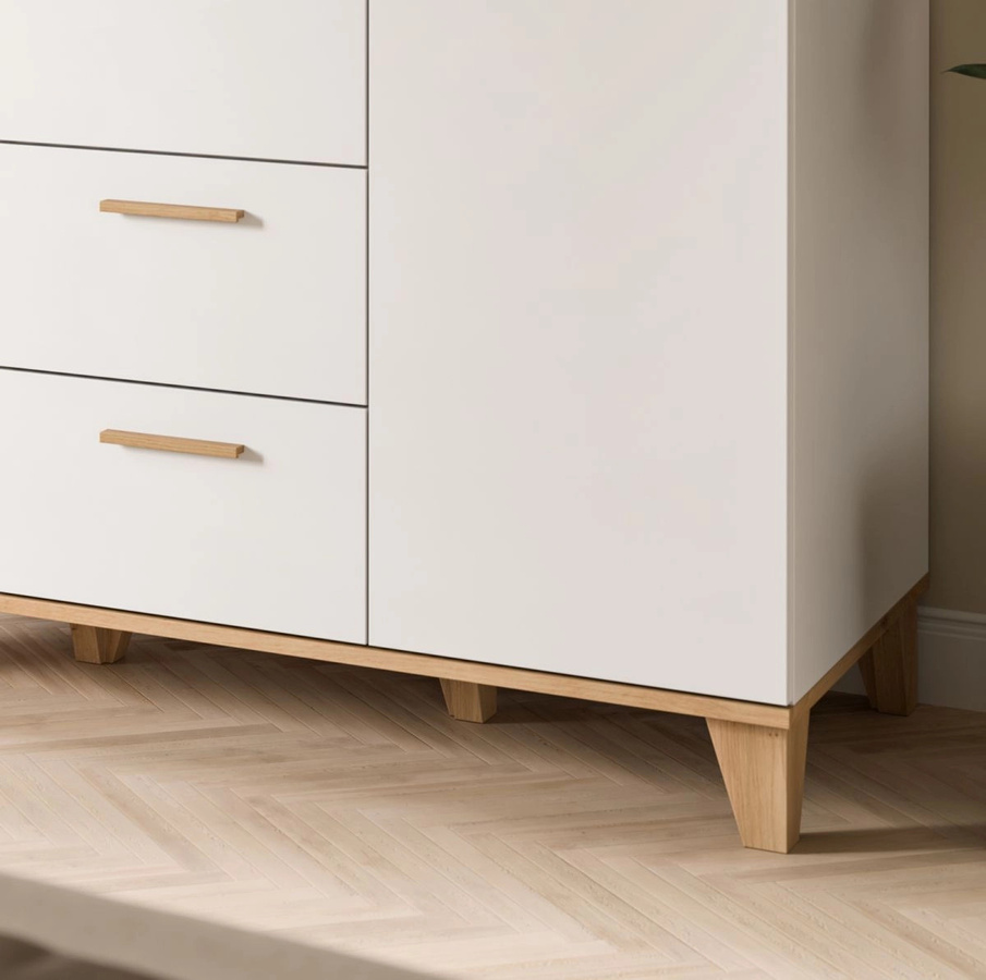 Kleiderschrank Aurora 3-türig in Weiß und Eiche mit integrierten Schubladen, B/T/H: 122 x 51 x 198 cm - Bild 3
