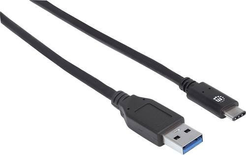 Manhattan USB-Kabel USB 3.2 Gen1 mit USB-A und USB-C Stecker in Schwarz, Länge: 1,00 m - Bild 1