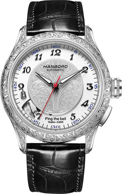 HANBORO Armbanduhr Automatik, Edelstahl, Saphirglas, Leder, Herren - Bild 1