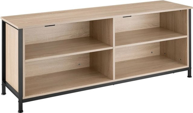 tectake Sideboard Navan Industrial Style in Eiche mit 4 offenen Fächern und Kabelaussparungen, B/T/H: 147 x 41 x 60,5 cm - Bild 2