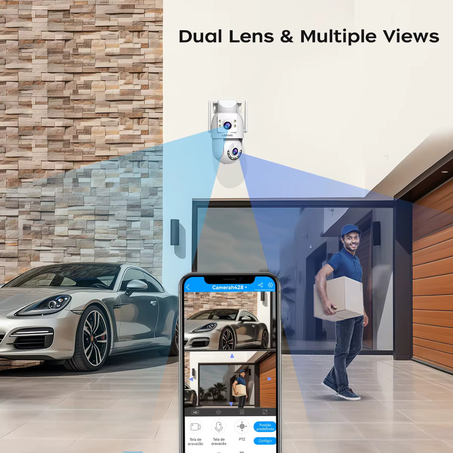 Lenovo Outdoor-Überwachungskamera in Weiß mit 4K HD Auflösung, zwei Objektiven und PTZ-Farbnachtsicht für deine CCTV-Videoüberwachung - Bild 4