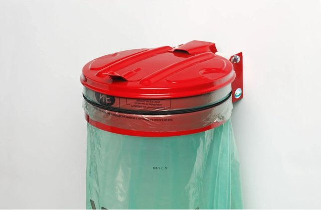 PROREGAL Wandhalterung aus Stahl mit Gummiband und Metall Deckel, Rot, B: 37 cm, T: 46,5 cm - Bild 1