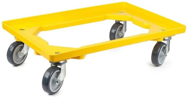 PROREGAL Transportroller für Euroboxen Gelb mit Gummirädern und 4 Lenkrollen, Offenes Deck, Traglast 300 kg - Bild 1