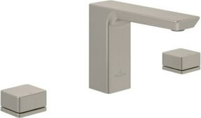 Villeroy & Boch Waschtischarmatur Subway 3.0 mit zwei Griffen, festem Schwenkauslauf und gebürstetem Nickel in Silber - Bild 1