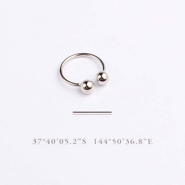 Ring Kupfer, Silber, Doppel Kugel, Unisex - Bild 1