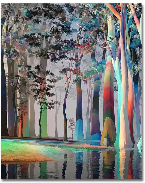 DIMENGQI Abstrakte Ölmalerei Baum des Lebens auf Leinwand, Buntes Wandbild für dein Wohnzimmer, Breite: 20 cm, Höhe: 30 cm - Bild 1