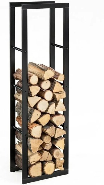 BLACK OAK Kaminholzregal JACK aus Stahl, Schwarz, H: 150 cm, B: 40 cm, T: 25 cm - Bild 1