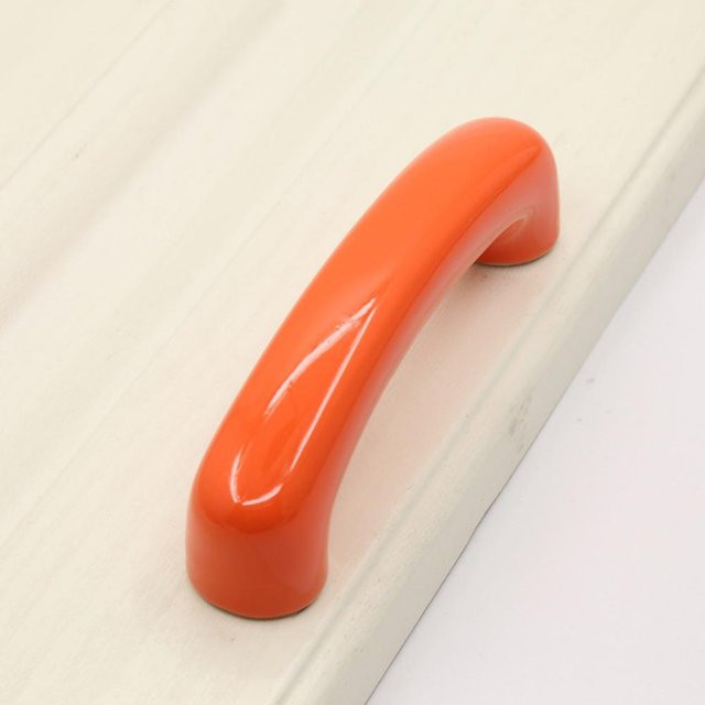 Senmhoo Schrankgriff Bogenform aus Messing und Keramik in Mehrfarbig Orange, poliert - Bild 1