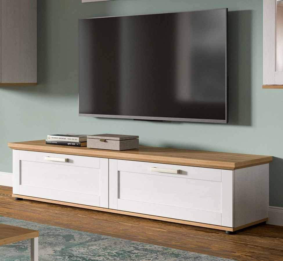 Inn.Furn TV-Lowboard Mirano im Landhausstil aus Lärche in Weiß, Breite: 164 cm, Tiefe: 40 cm, Höhe: 37 cm - Bild 1