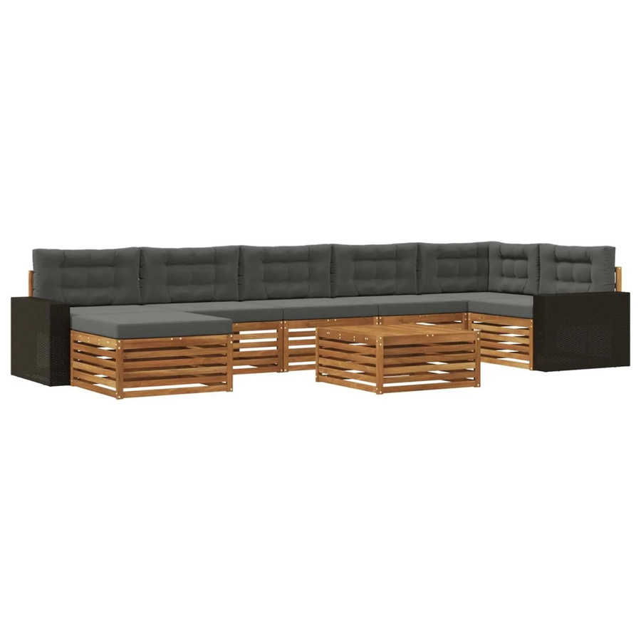 vidaXL Outdoor-Sofagarnitur aus Akazienholz mit 8 Kissen in Natur und Anthrazit - Bild 2