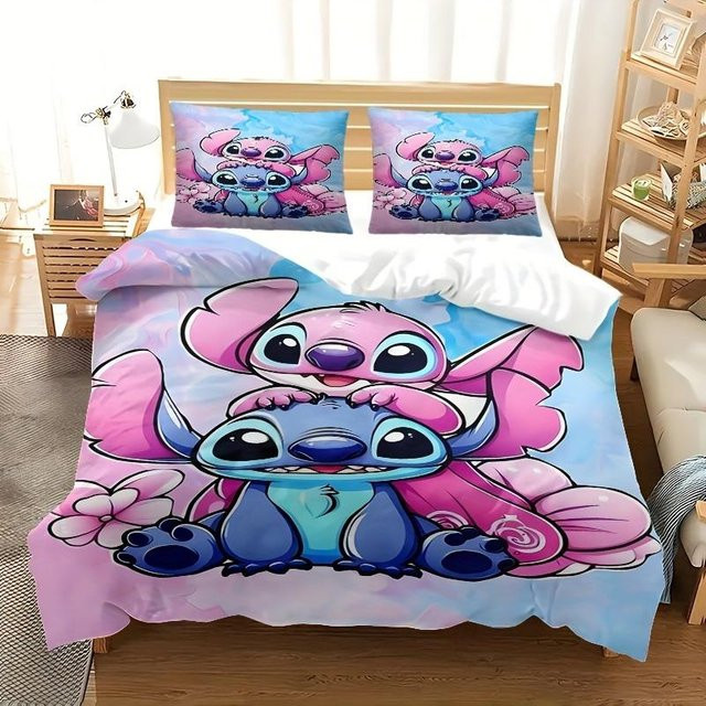 Gu Tao Stitch Bettwäscheset mit Bettbezug und Kissenbezügen, Mehrfarbig, B/H: 135 x 200 cm - Bild 1