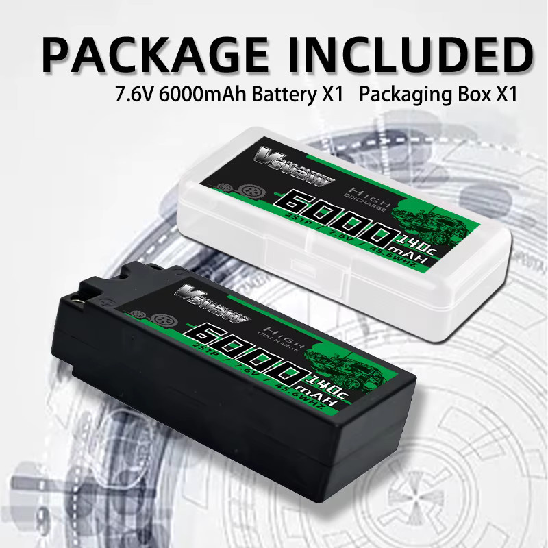 VSVAW 2S 140C Shorty RC Lipo Akku 7,6V 6000mAh Hardcase, mit 5mm Bullet T-Stecker - Bild 4