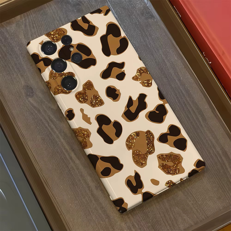 Potdemiel Handyhülle mit Leopardenmuster in Braun und Gold für Samsung Galaxy S25, S24, S23 Ultra Plus, A35 und A55 mit glänzender HD-Hartschale - Bild 2