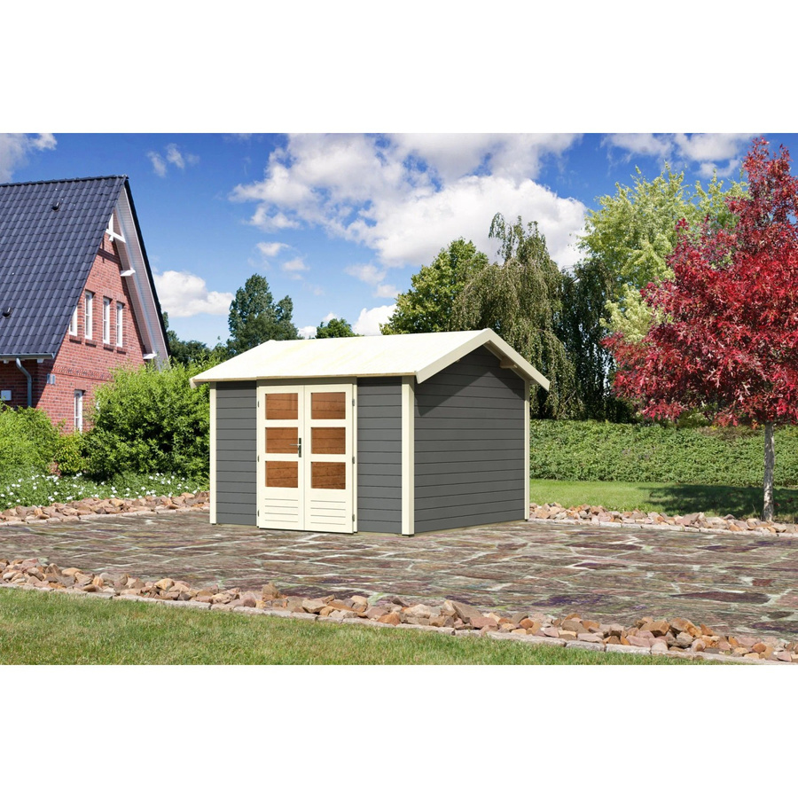 Karibu Holz-Gartenhaus Timra mit Satteldach in Terragrau, B/T: 300 x 300 cm - Bild 2