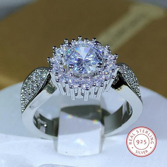 YIRAN Ring, mehrzackig, weißer Zirkon, Kupfer, Damen - Bild 1