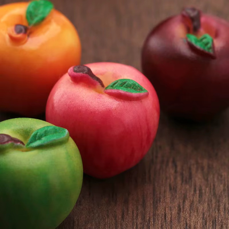 5 Stück Mini-Apfel Grün Rot, Miniatur-Lebensmittel, Puppenhaus-Zubehör - Bild 3