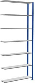 Schulte Anbauregal Steckregal MULTIplus150 mit 7 Fachböden und Kreuzstrebe, Farbe: Enzianblau/Verzinkt, B/T/H: 300 x 130 x 30 cm - Bild 1