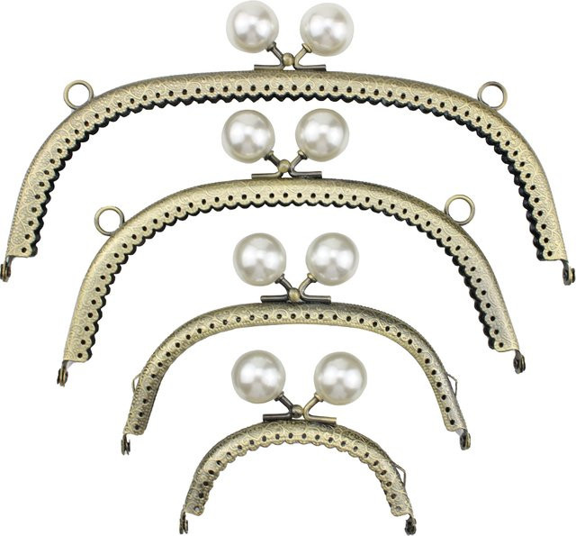 Metall-Klappverschluss in Bogenform mit Perle in Gold für Geldbörsen und Handtaschen als DIY-Bastelzubehör - Bild 1