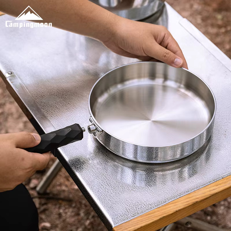 CAMPINGMOON Hybrid-Bratpfanne CC-19 aus dreischichtigem 304 Edelstahl, antihaftbeschichtet, silber, induktionsgeeignet - Bild 5