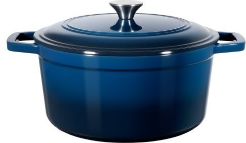 VEVOR Dutch Oven aus emailliertem Gusseisen, Schmortopf mit Deckel und Griffen, Blau, 5,68 l - Bild 1