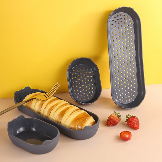 Venlohome Antihaft Silikon Hot Dog Brötchen Form und Brotbackform in Grau - Bild 1