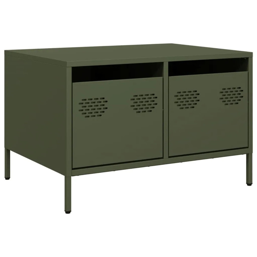 vidaXL TV-Schrank aus kaltgewalztem Stahl in Grün im Industrie-Stil, B: 68 cm, T: 50 cm, H: 43,5 cm - Bild 2