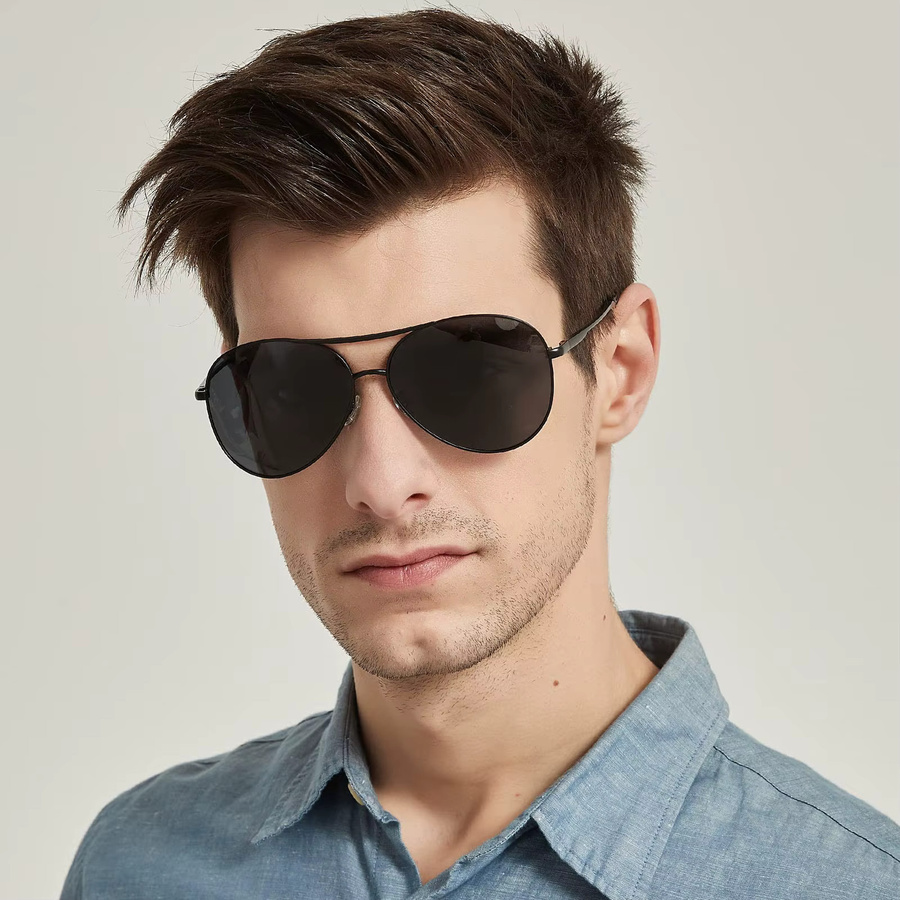 Aviator Sonnenbrille, Unisex, Vollrand, Metall, Schwarz - Bild 5