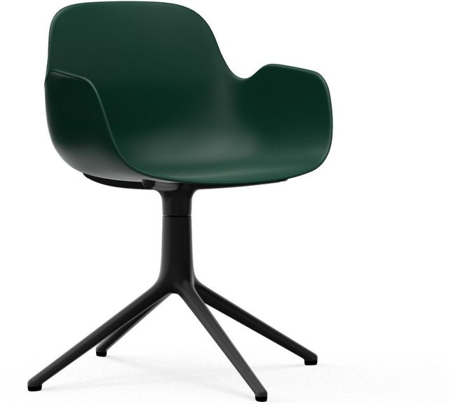 Normann Copenhagen Form Drehsessel in Grün mit Armlehnen und Metallgestell - Bild 1