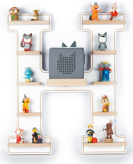 BOARTI Kinderregal Buchstabe H aus Holz für Toniebox und Figuren, Wandregal in Weiß, H: 54 cm, B: 46 cm, T: 19 cm - Bild 1