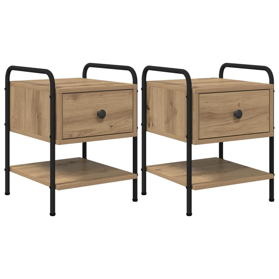 vidaXL Nachttisch Set 2 Stück Artisan-Eiche Braun Holzwerkstoff B: 35 cm, T: 36,5 cm, H: 47 cm - Bild 2