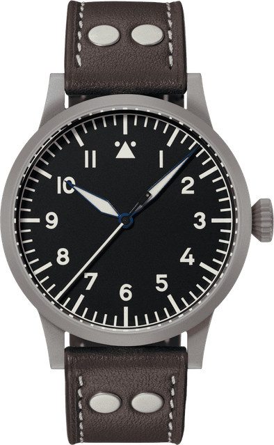 Laco Fliegeruhr, Automatik, Edelstahl, 45 mm, Leder, Schwarz - Bild 1