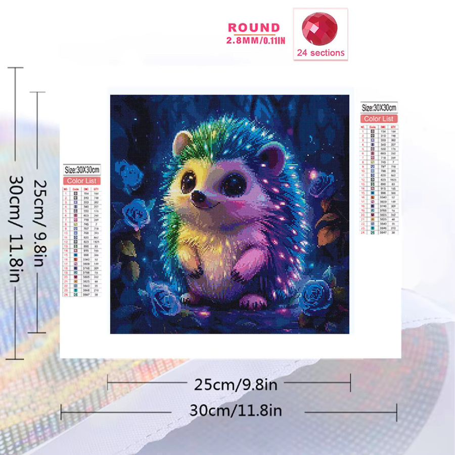 EverShine Diamantmalerei Igel DIY Mosaik-Set mit Strass-Steinen in Multicolour, B/T/H: 20 x 20 x 20 cm - Bild 2