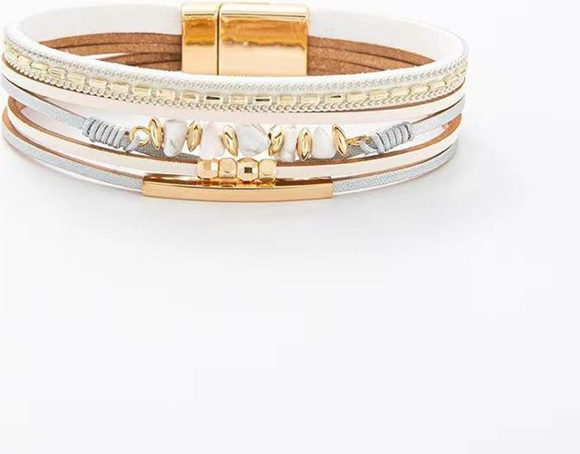 forbest Wickelarmband, Perle, Lederband, weiß, Damen - Bild 1