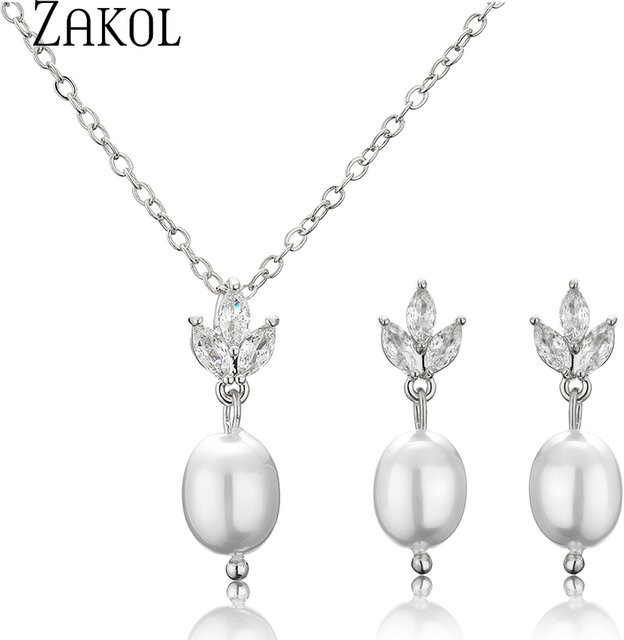 Zakol Mode Schmuck-Set, Silber, Zirkonia, Perle, Damen - Bild 1