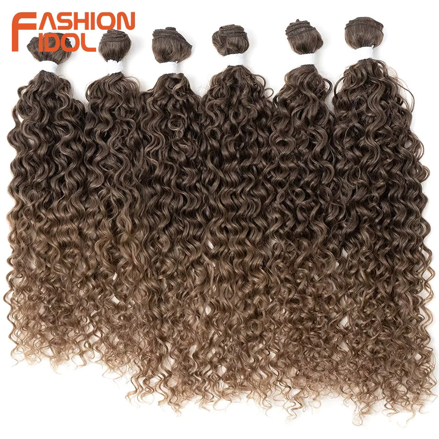 FASHION IDOL Deep Wave Synthetisches Haar, Ombre Braun, Haarverlängerungen - Bild 2