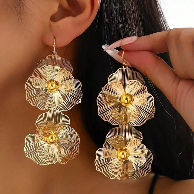 MTMA Hängeohrringe, floral, Eisenlegierung, Gold, Damen - Bild 1