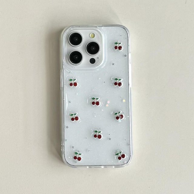Transparente Silikon Handyhülle mit 3D Kirsch-Pailletten für Apple iPhone 17 16 15 14 13 12 11 Pro Max stoßfest und weich - Bild 1
