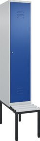 C+P Spind Classic PLUS Garderobenschrank mit Sitzbank, 1 Abteil, Lichtgrau, B/T/H: 212,0 x 40,0 x 81,5 cm - Bild 1