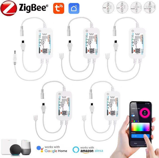 YSRSAI Zigbee 3.0 Smart LED Controller für Tuya, Alexa und SmartThings, kompatibel mit DC5V 12V 24V, Farbe Weiß - Bild 1